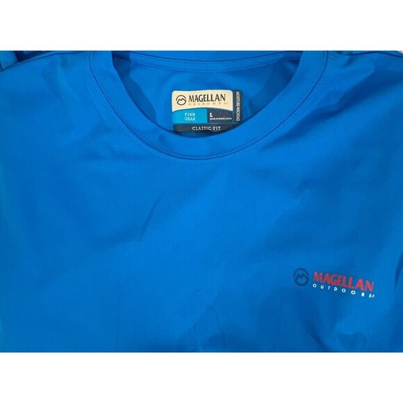 Magellan Outdoors Mens Blue Long Sleeve Shirt Classic Fit Large Fishing Gear Tee - Picture 5 of 11